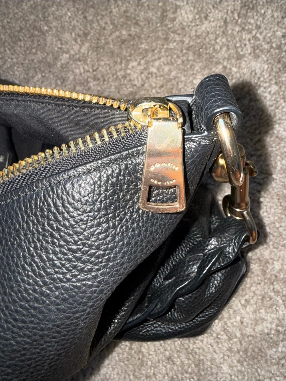 Coach Black Leather Abby Duffle Hobo Bag/Purse